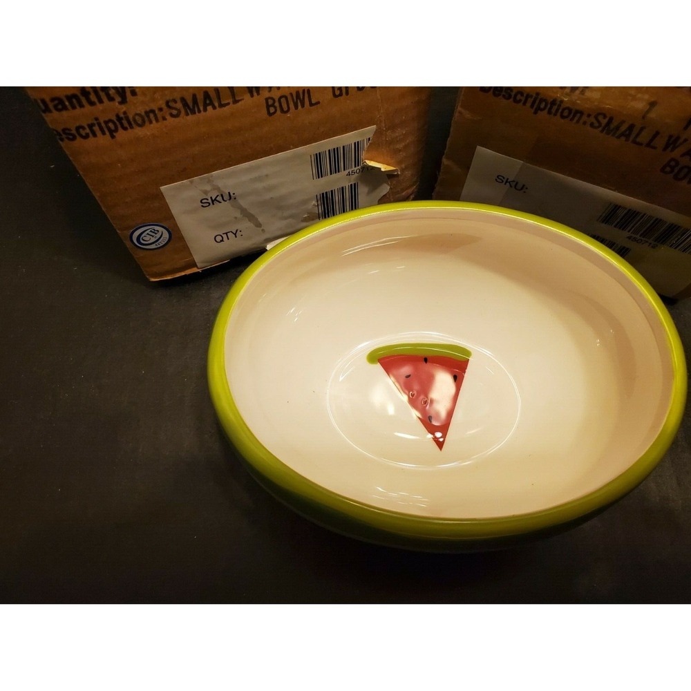 TAG Watermelon Ceramic Small Serving Bowl Green Cream Summer Decor 450712